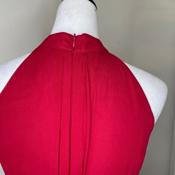 iEFiEL Burgundy Sleeveless Halter Neck High-Low Flare Evening Party Dress Sz 4 - Picture 5 of 11